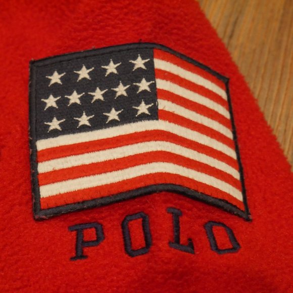 🚫SOLD🚫 Vintage Polo Ralph Lauren Superman Red USA Polo Pullover Sweater Size L - Picture 5 of 12